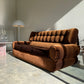 - Vintage Tufted Chocolate Velvet Sofa