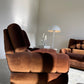 - Vintage Tufted Chocolate Velvet Armchair