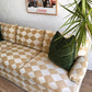 Vintage Cream & Gold Checker Sofa