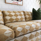 Vintage Cream & Gold Checker Sofa