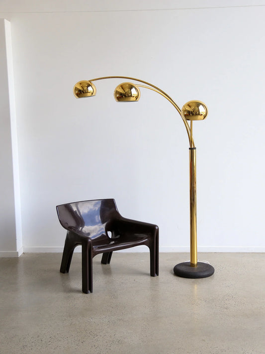 Rare Italian Goffredo Reggiani Three-Arm Arc Floor Lamp