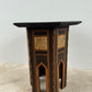 Vintage Damascene Style Hexagonal Side Table with Mother of Pearl Inlay