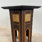 Vintage Damascene Style Hexagonal Side Table with Mother of Pearl Inlay