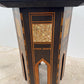 Vintage Damascene Style Hexagonal Side Table with Mother of Pearl Inlay
