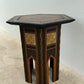 Vintage Damascene Style Hexagonal Side Table with Mother of Pearl Inlay