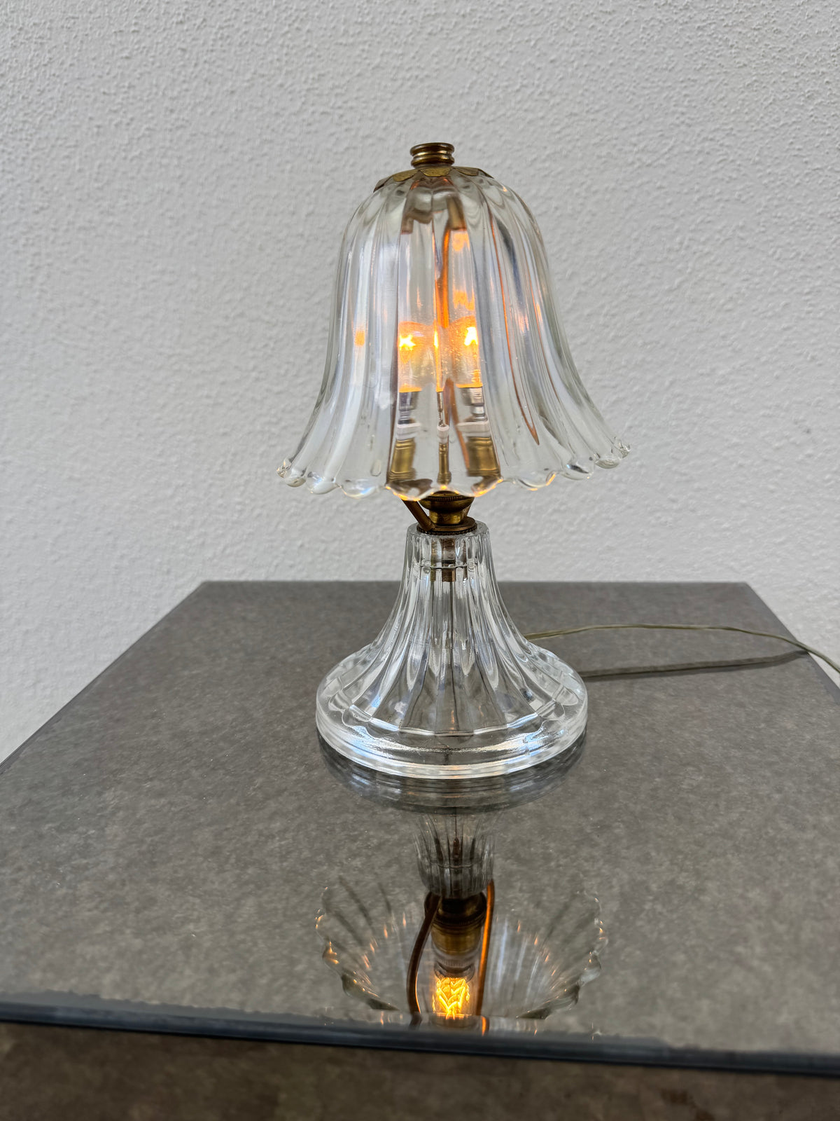 Vintage Murano Glass Table Lamp with Fluted Shade