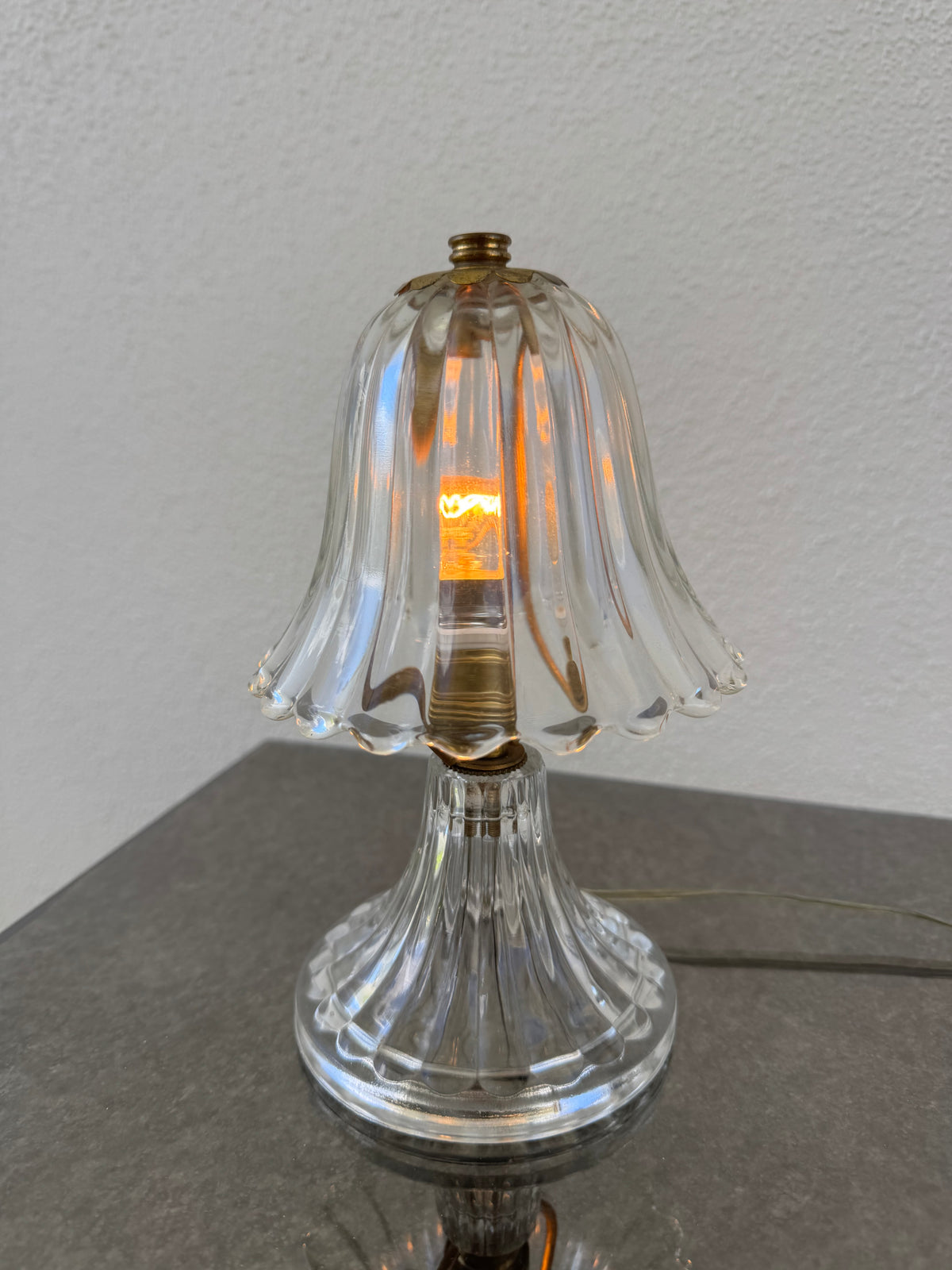 Vintage Murano Glass Table Lamp with Fluted Shade