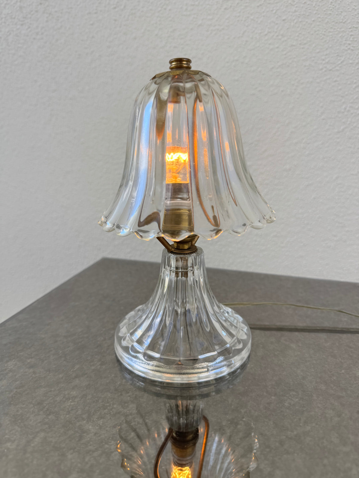 Vintage Murano Glass Table Lamp with Fluted Shade