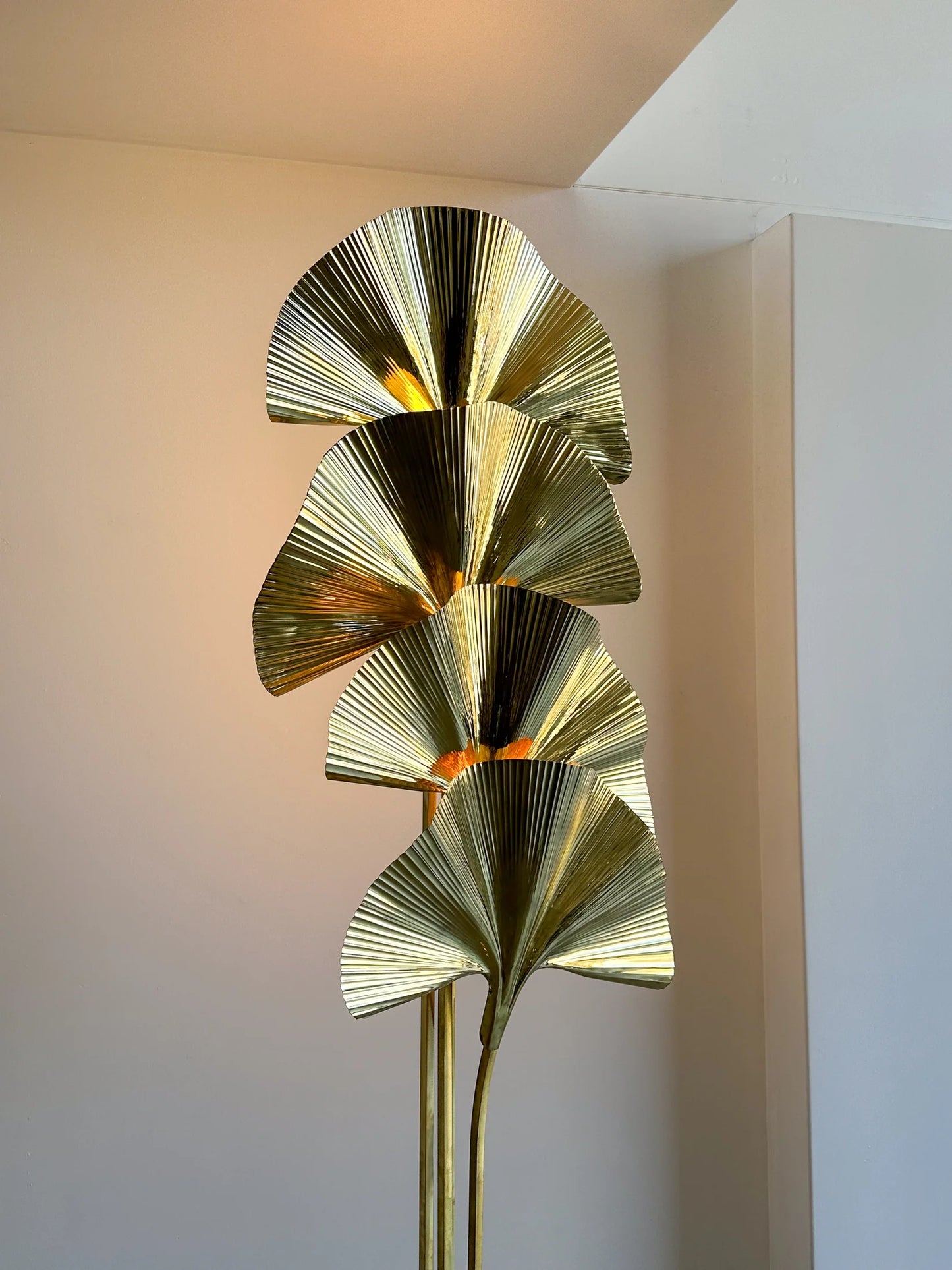 Italian Brass Ginko Leave Floor Lamp