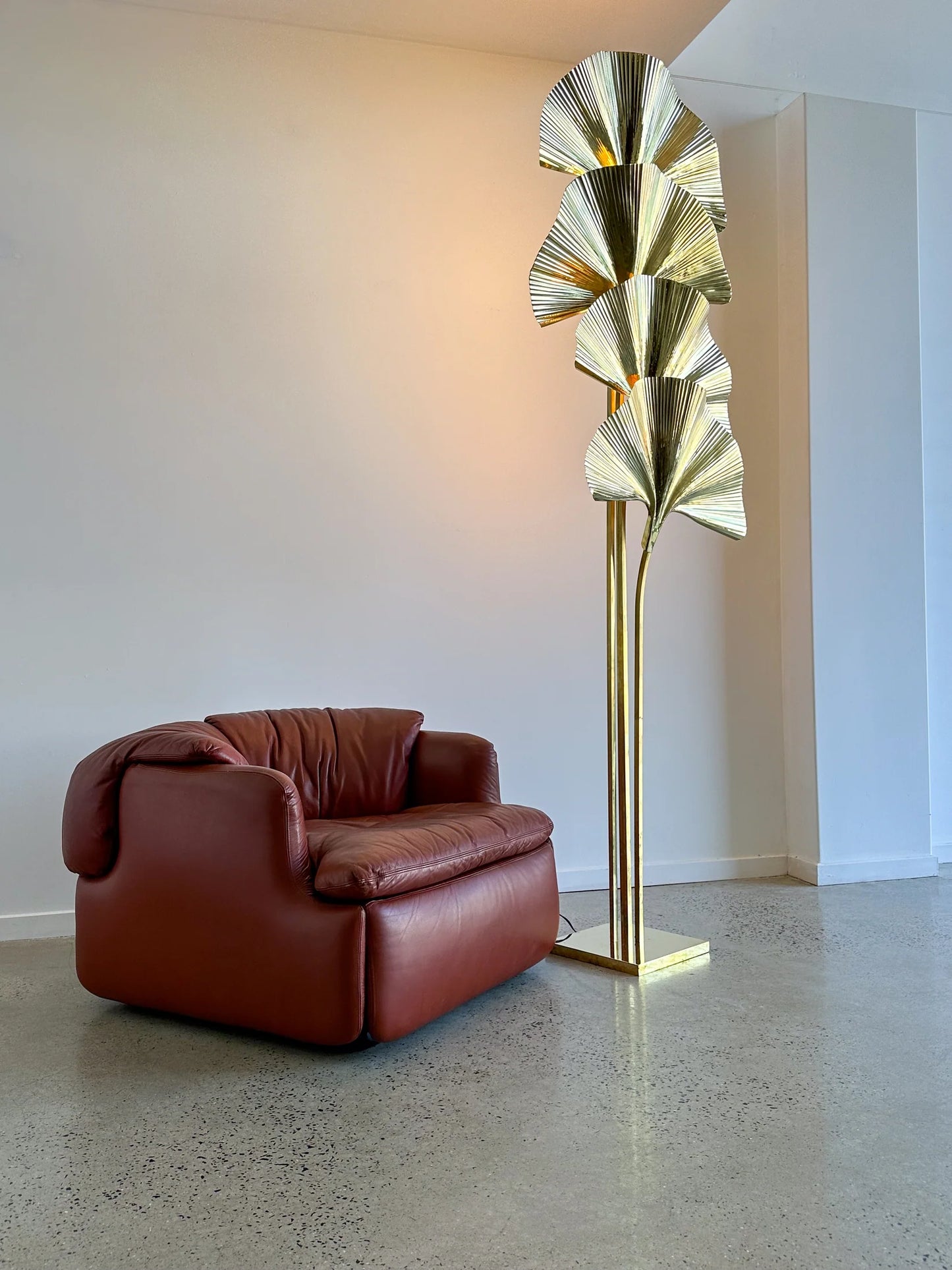 Italian Brass Ginko Leave Floor Lamp