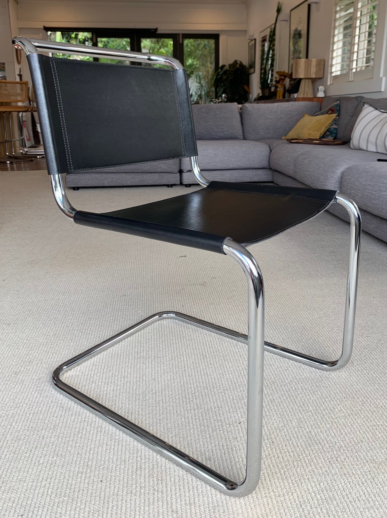 Vintage Black Leather Italian-Made Spoleto Bespoke Dining Chairs