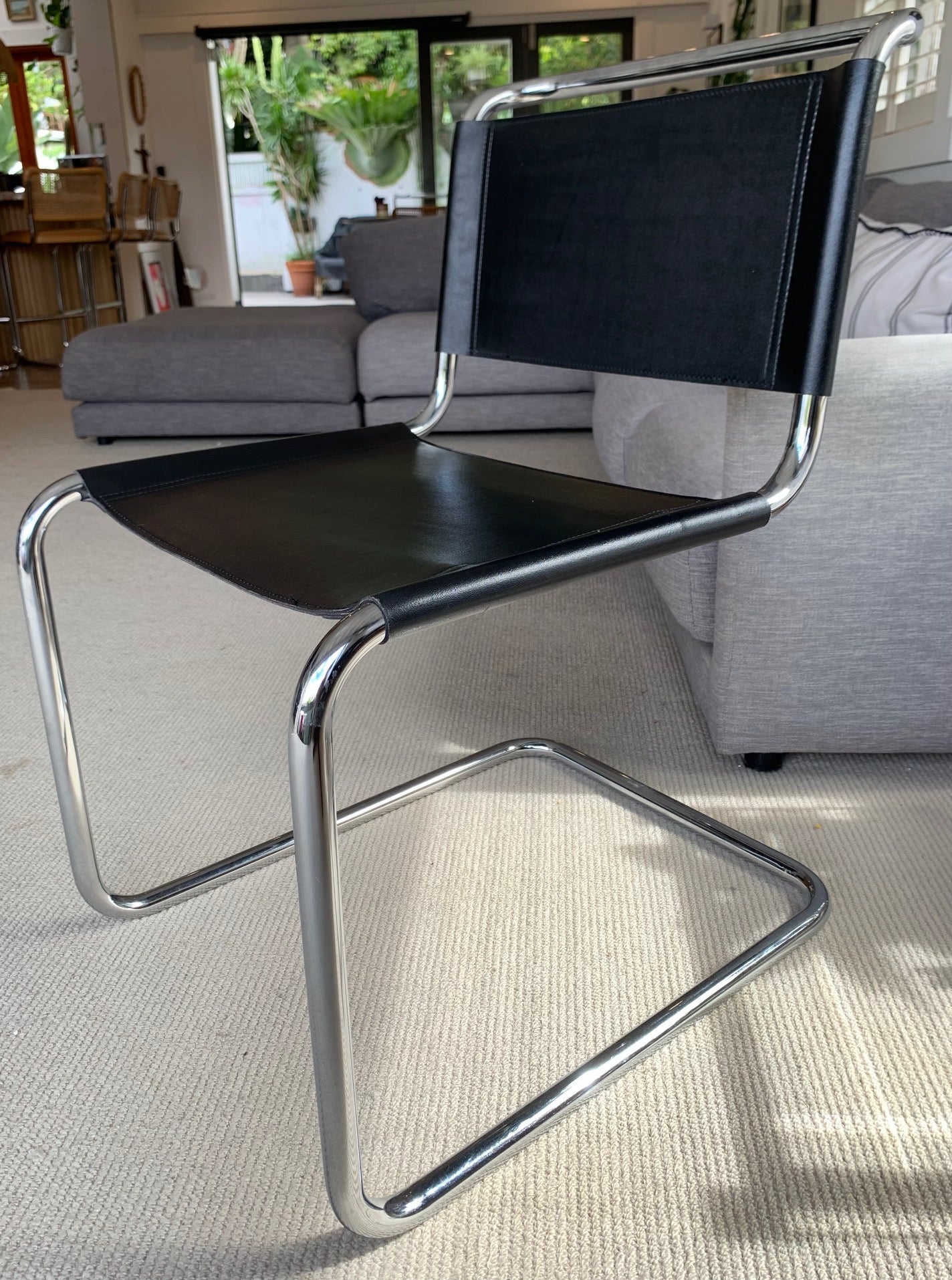 Vintage Black Leather Italian-Made Spoleto Bespoke Dining Chairs