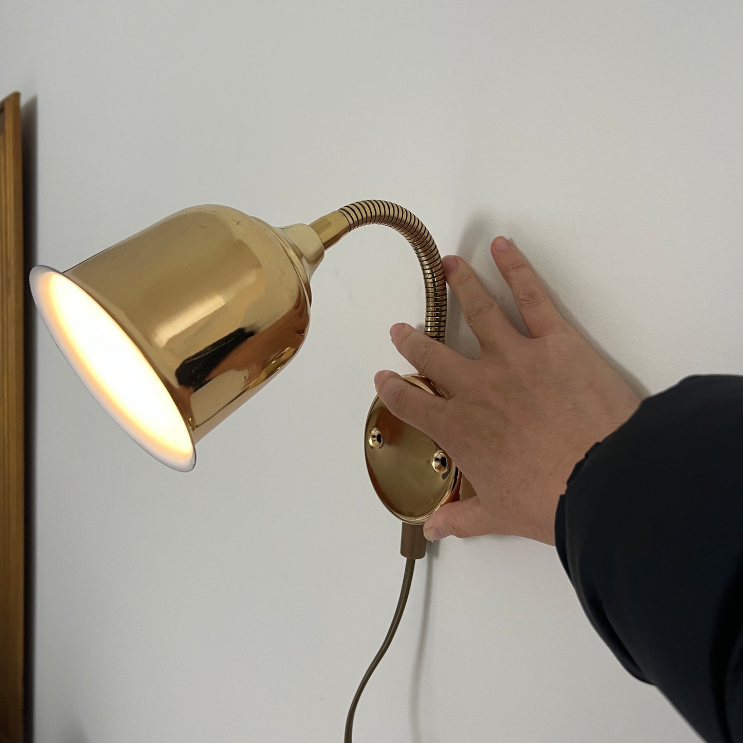 Pair of Brass Bedside Wall Lights, Sweden 1960s