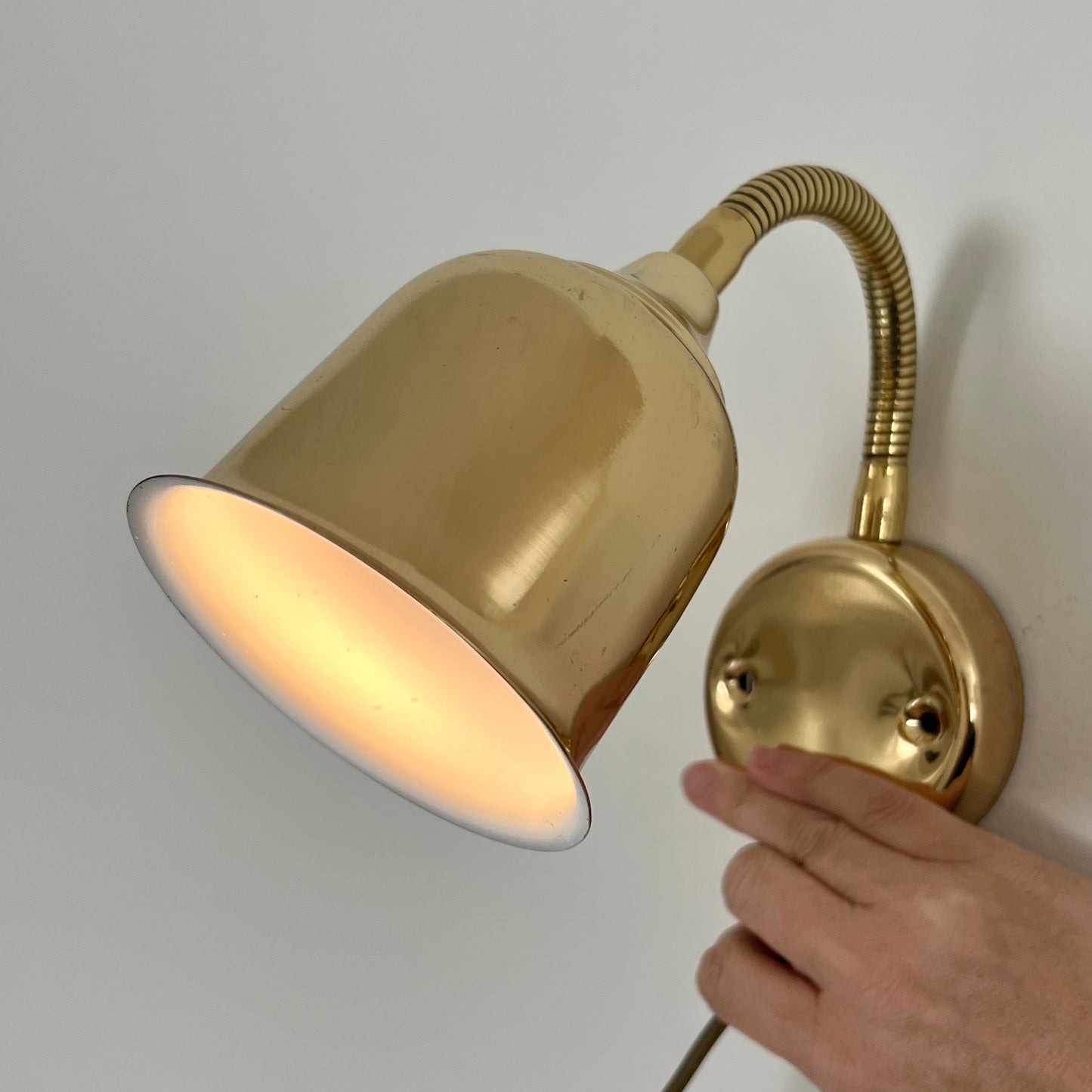 Pair of Brass Bedside Wall Lights, Sweden 1960s