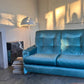 Vintage Blue Velvet Space-Age Sofa & Armchairs - 60's