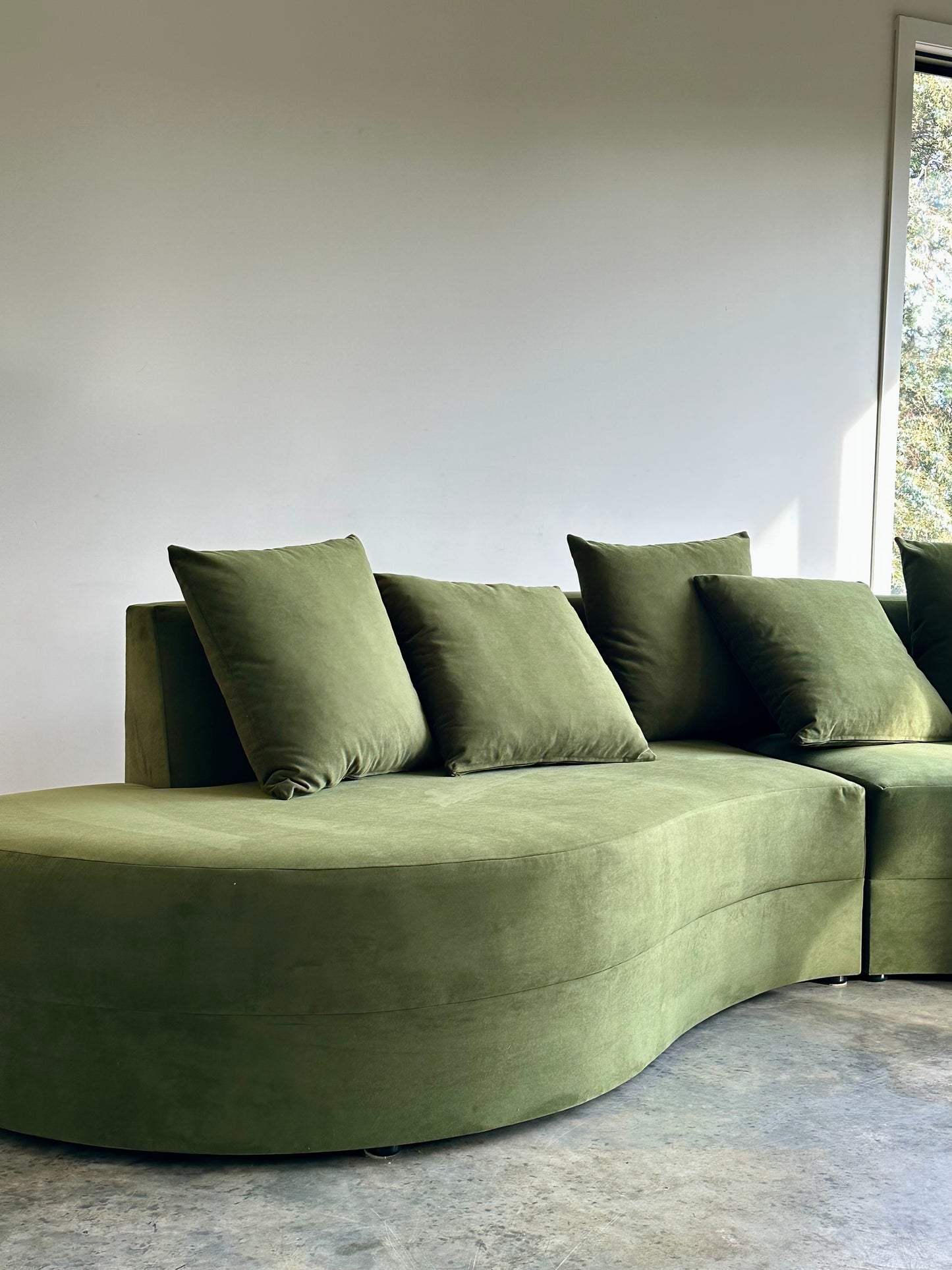 Large Modular Serpentine Sofa - Green Velvet