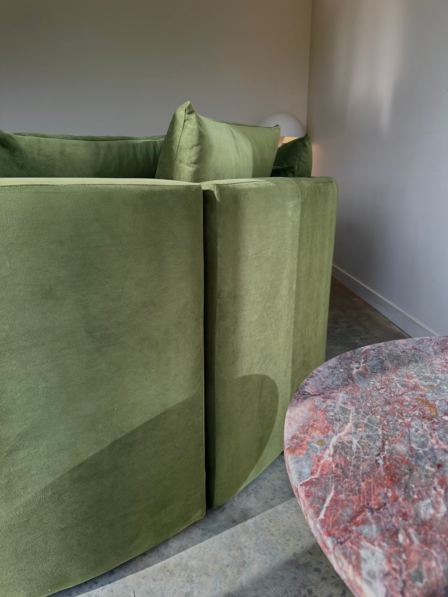 Large Modular Serpentine Sofa - Green Velvet