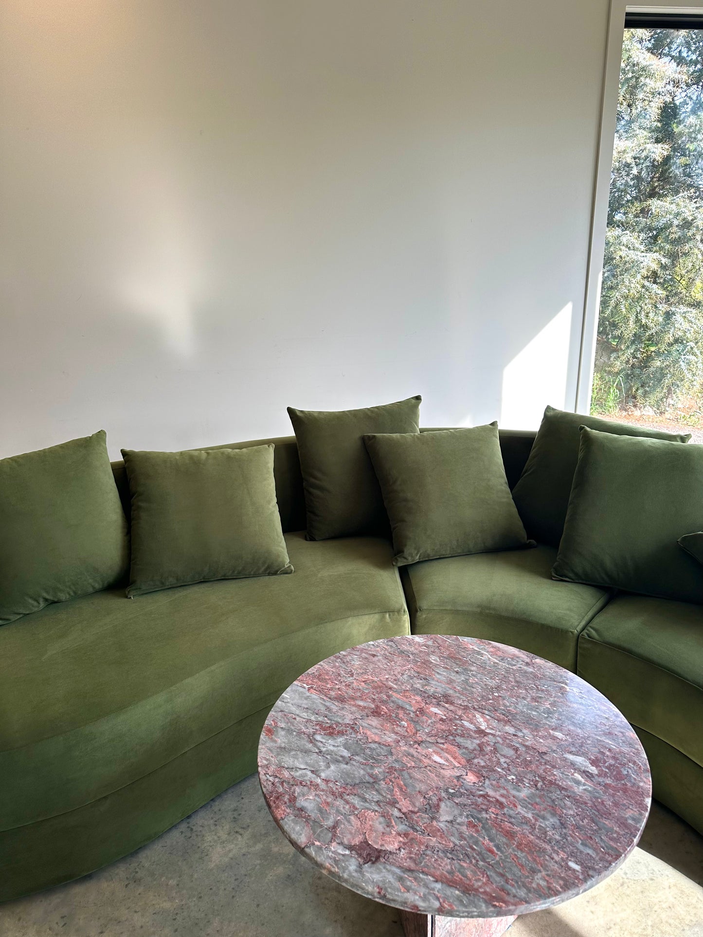 Large Modular Serpentine Sofa - Green Velvet