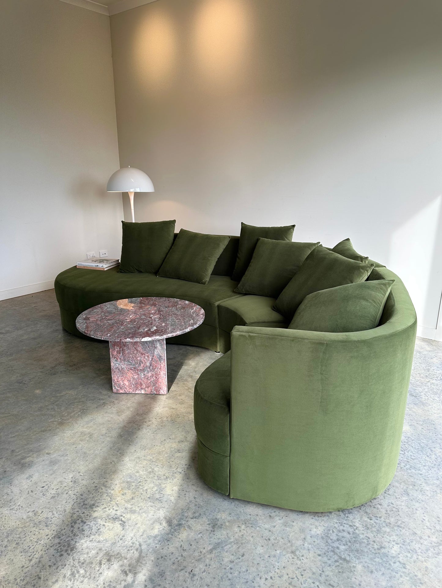 Large Modular Serpentine Sofa - Green Velvet