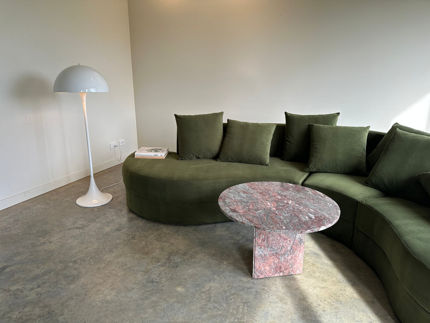 Large Modular Serpentine Sofa - Green Velvet