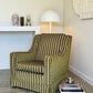 Vintage Green Velvet Stripe Sofa + Armchairs - Box Pleat Skirt
