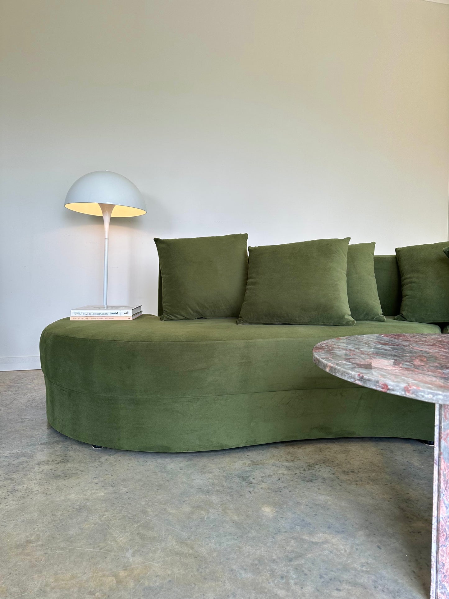 Large Modular Serpentine Sofa - Green Velvet