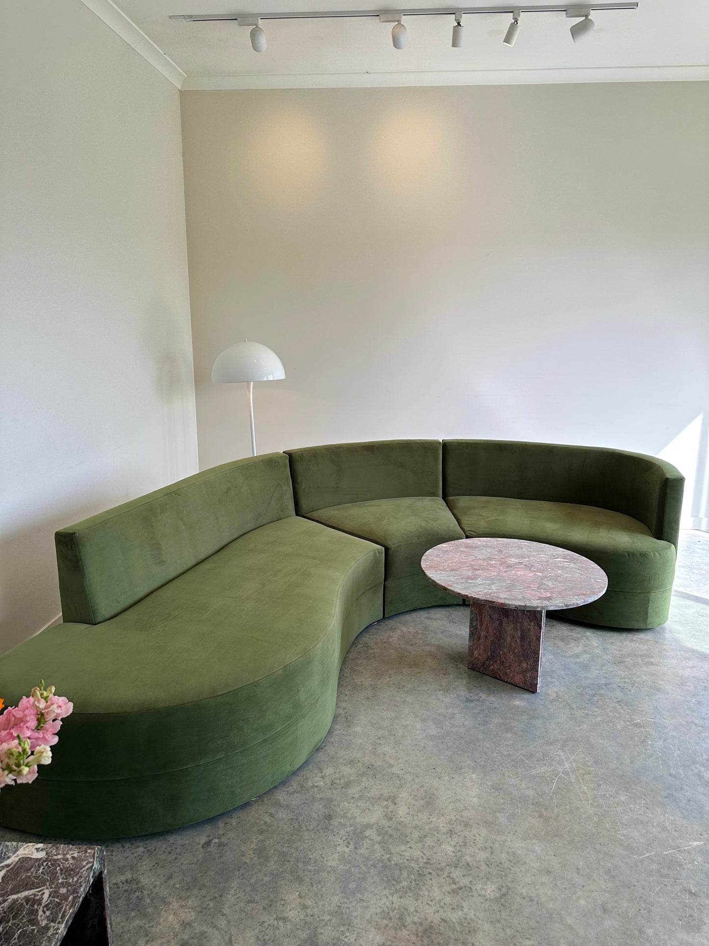 Large Modular Serpentine Sofa - Green Velvet