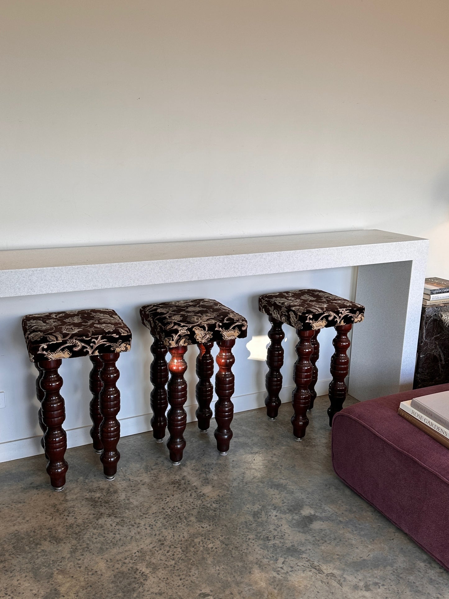 Vintage Chunky Timber Stools - Set of Four