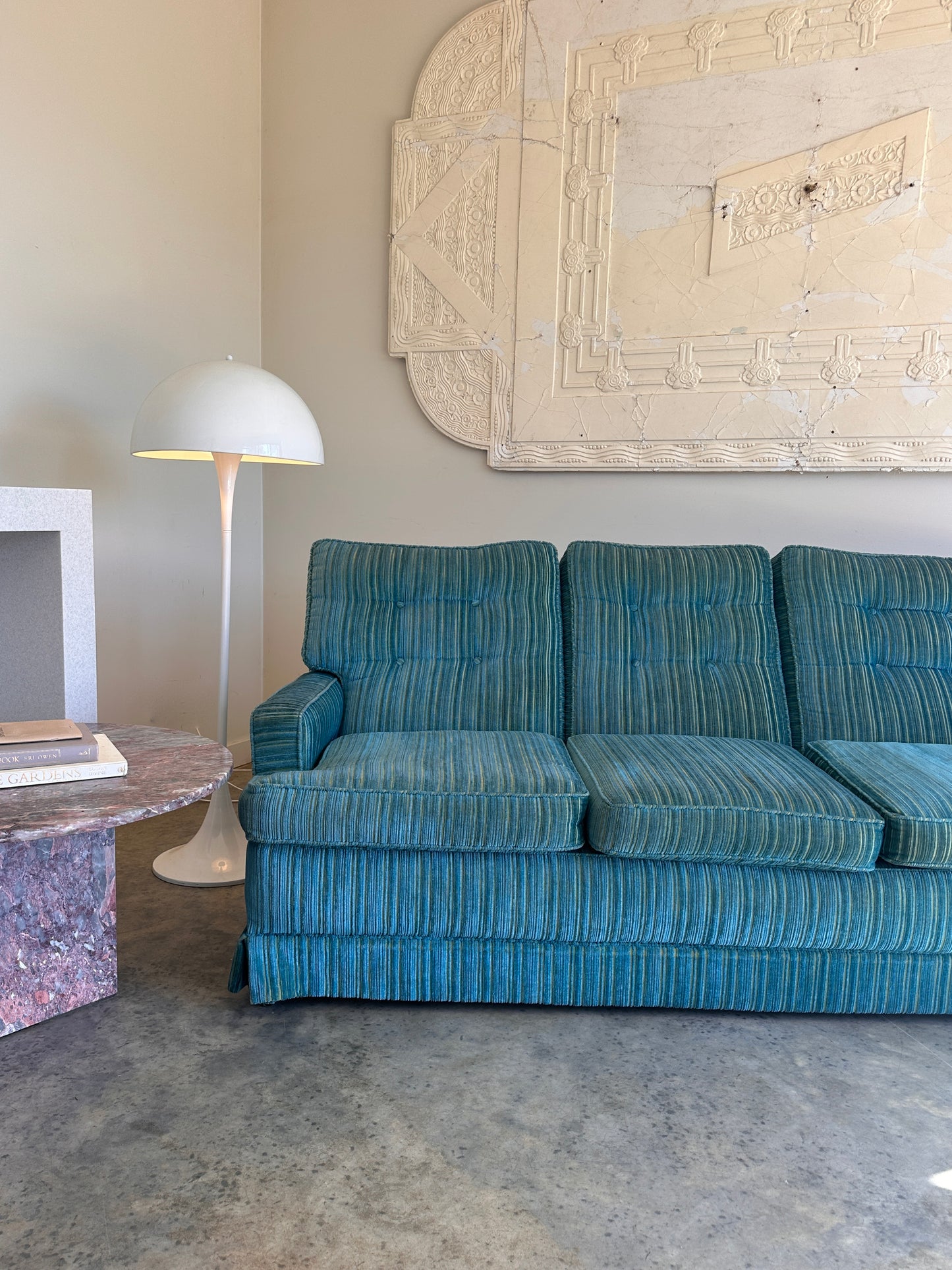 Vintage Blue / Green Striped Midcentury Sofa, 60’s