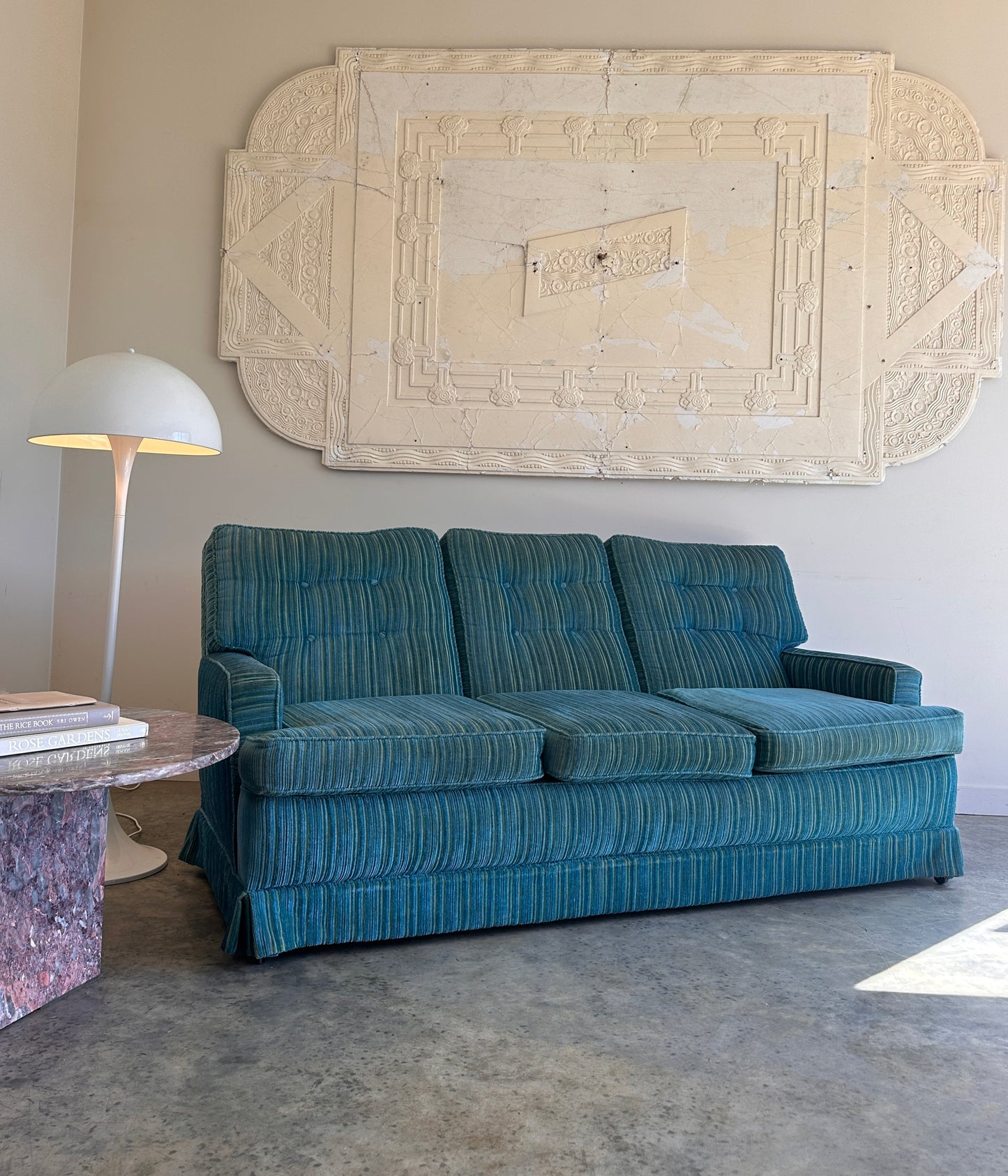 Vintage Blue / Green Striped Midcentury Sofa, 60’s