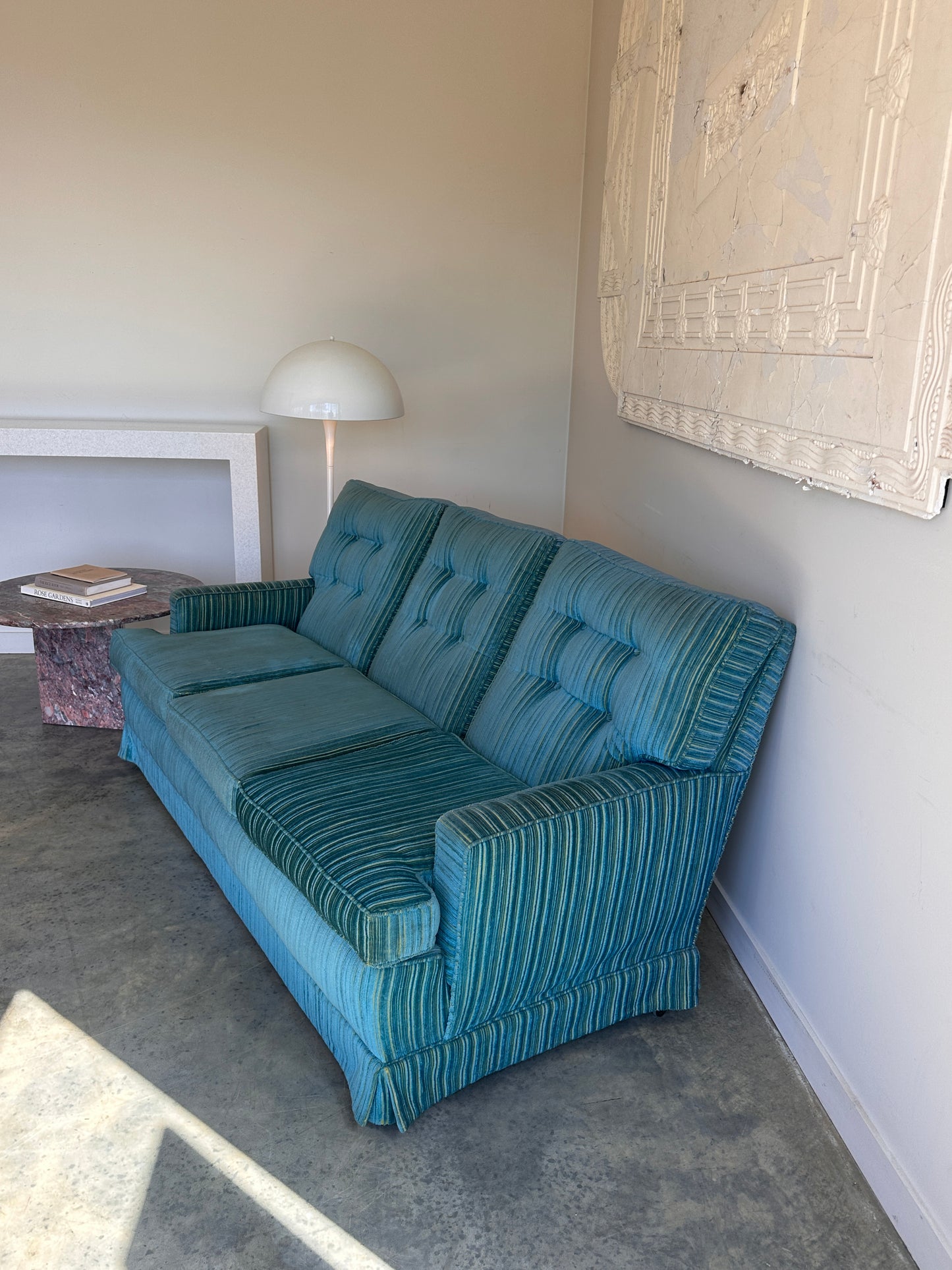 Vintage Blue / Green Striped Midcentury Sofa, 60’s