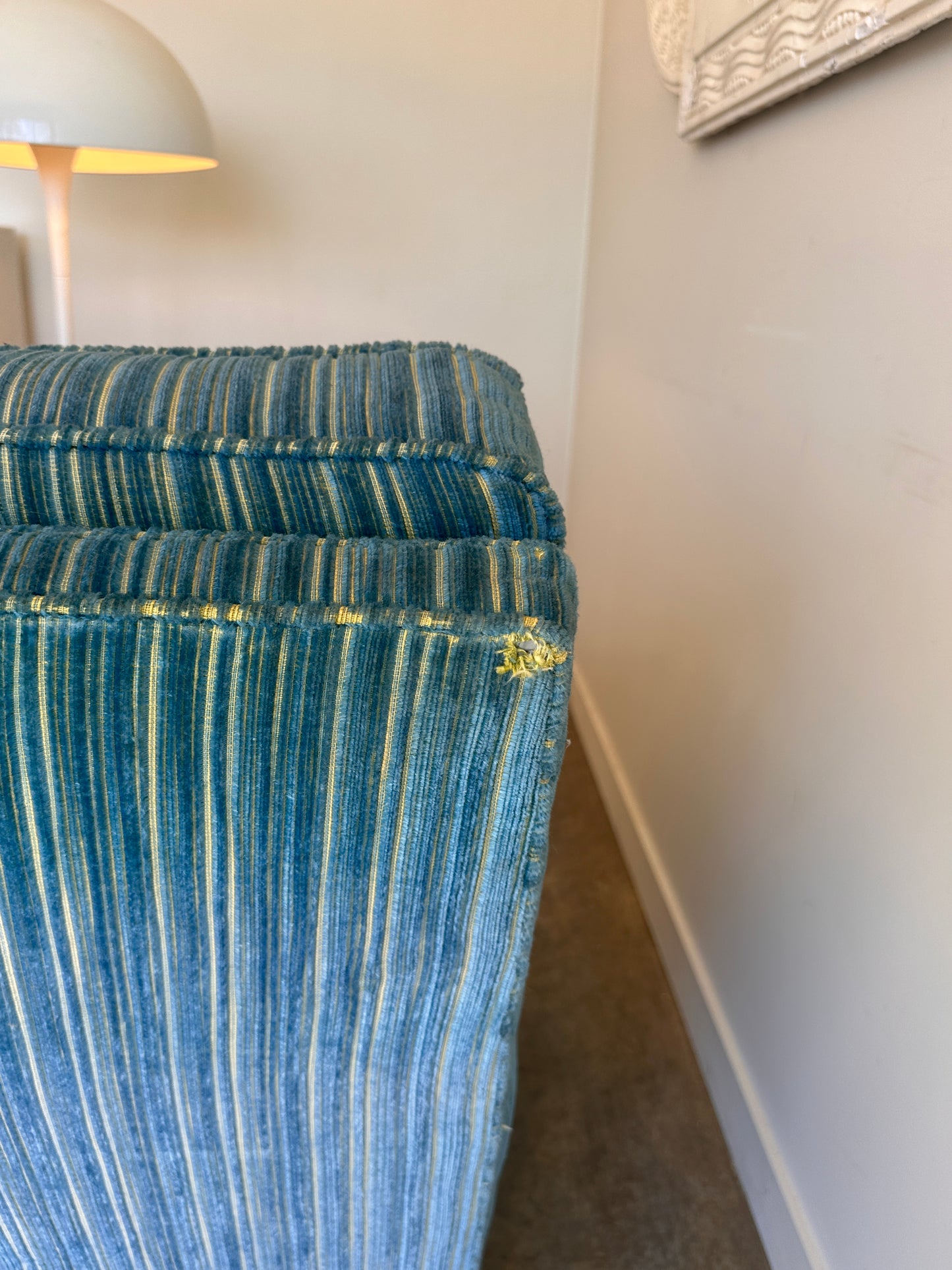 Vintage Blue / Green Striped Midcentury Sofa, 60’s