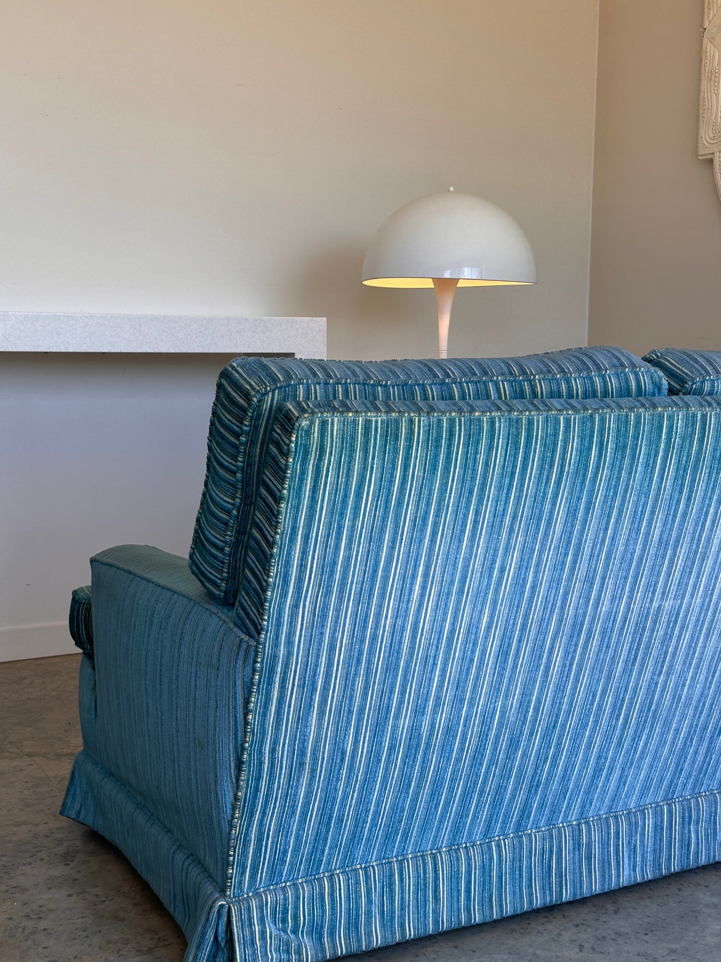 Vintage Blue / Green Striped Midcentury Sofa, 60’s