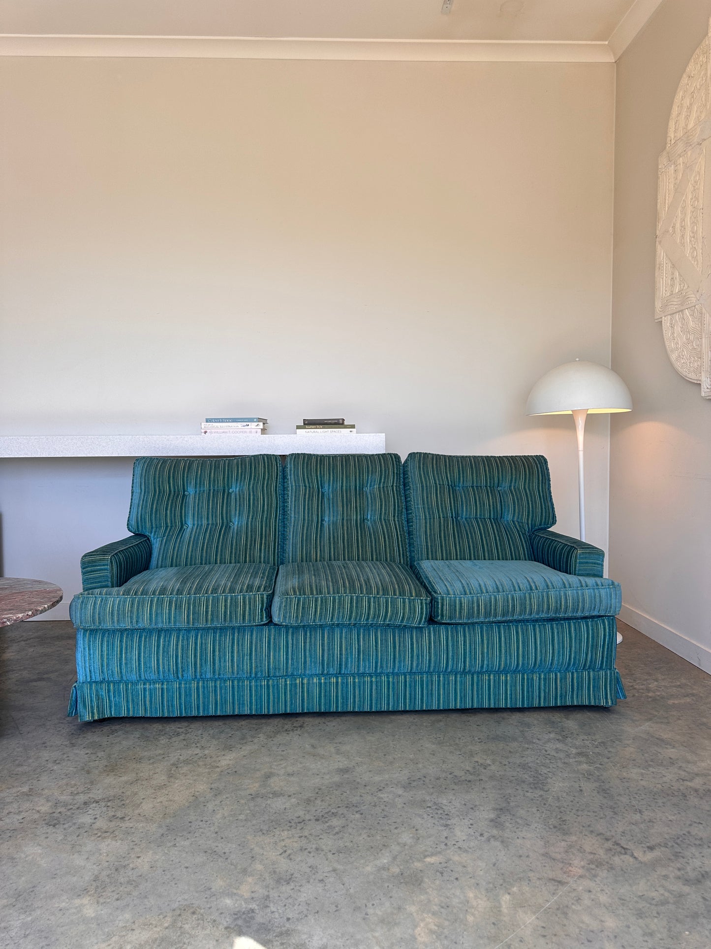 Vintage Blue / Green Striped Midcentury Sofa, 60’s