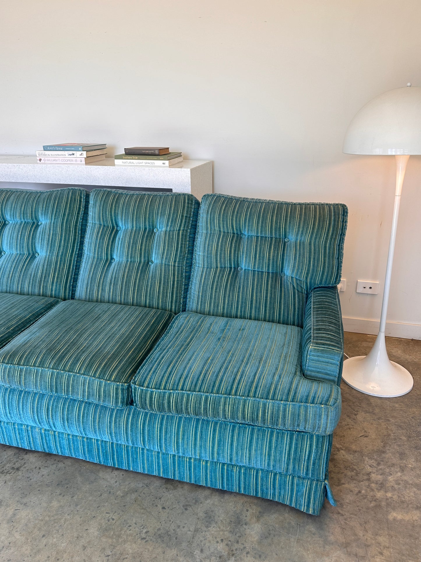 Vintage Blue / Green Striped Midcentury Sofa, 60’s