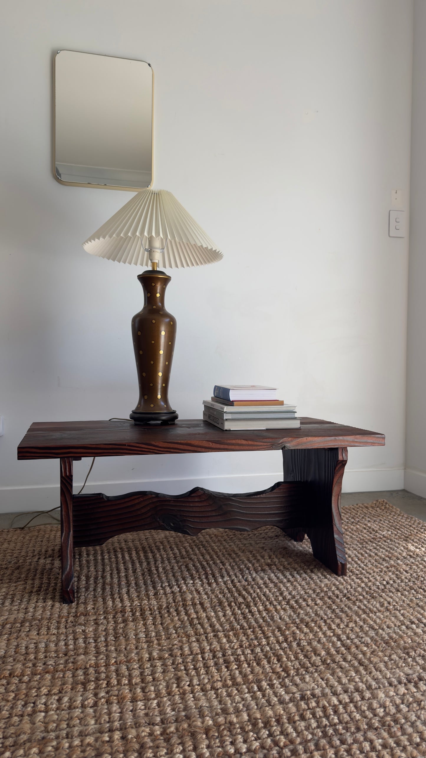 Vintage 1970s Torched wood coffee table