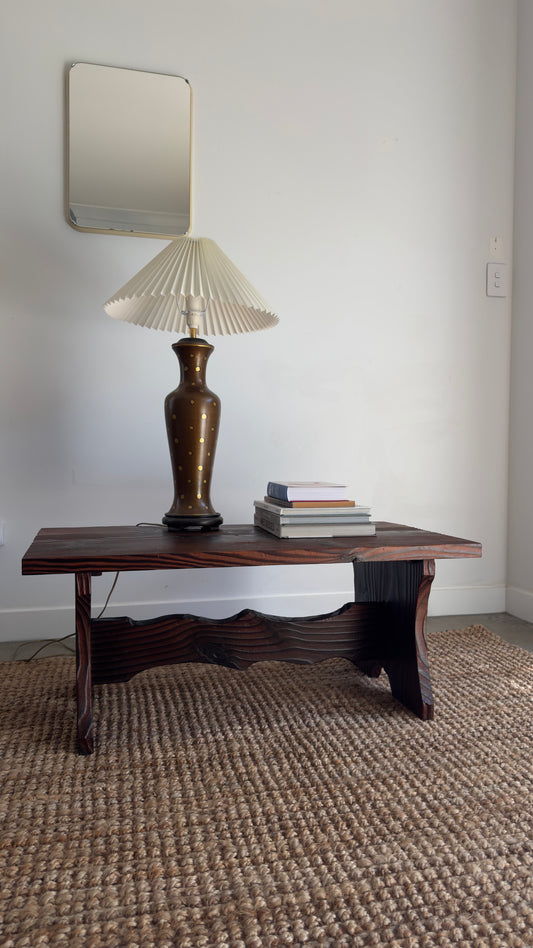 Vintage 1970s Torched wood coffee table