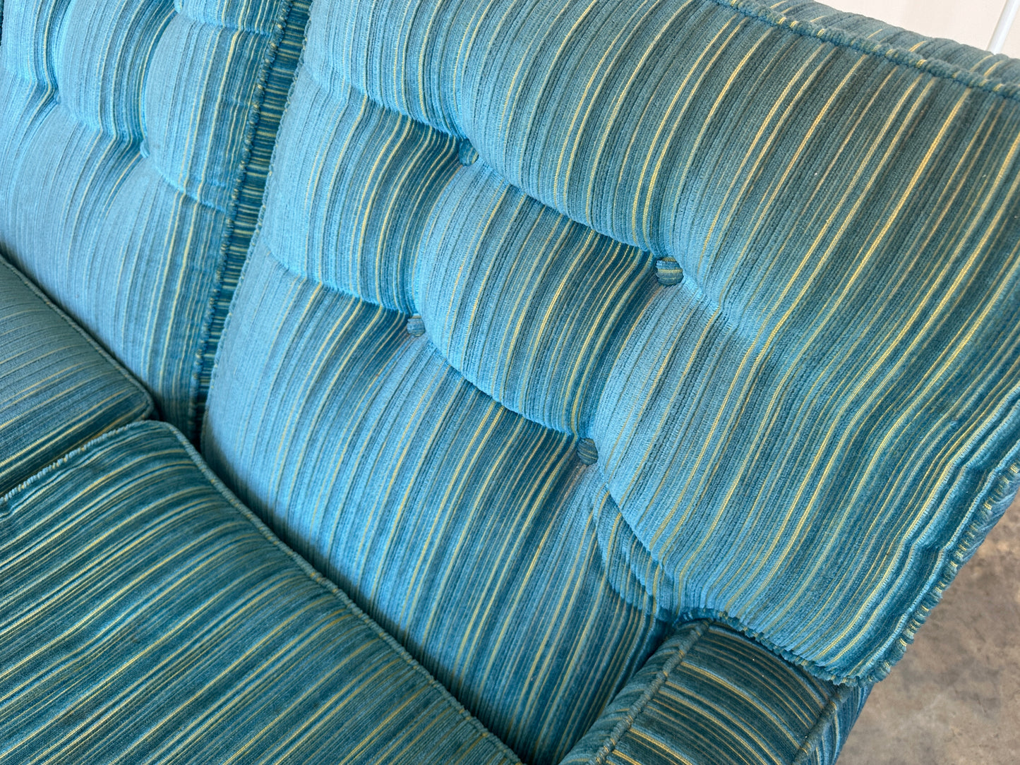 Vintage Blue / Green Striped Midcentury Sofa, 60’s