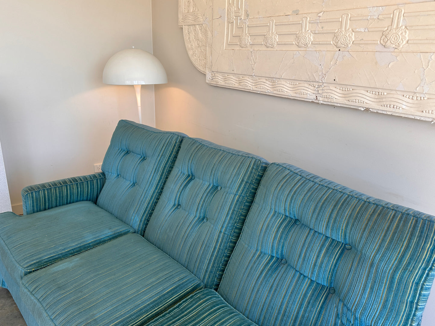 Vintage Blue / Green Striped Midcentury Sofa, 60’s