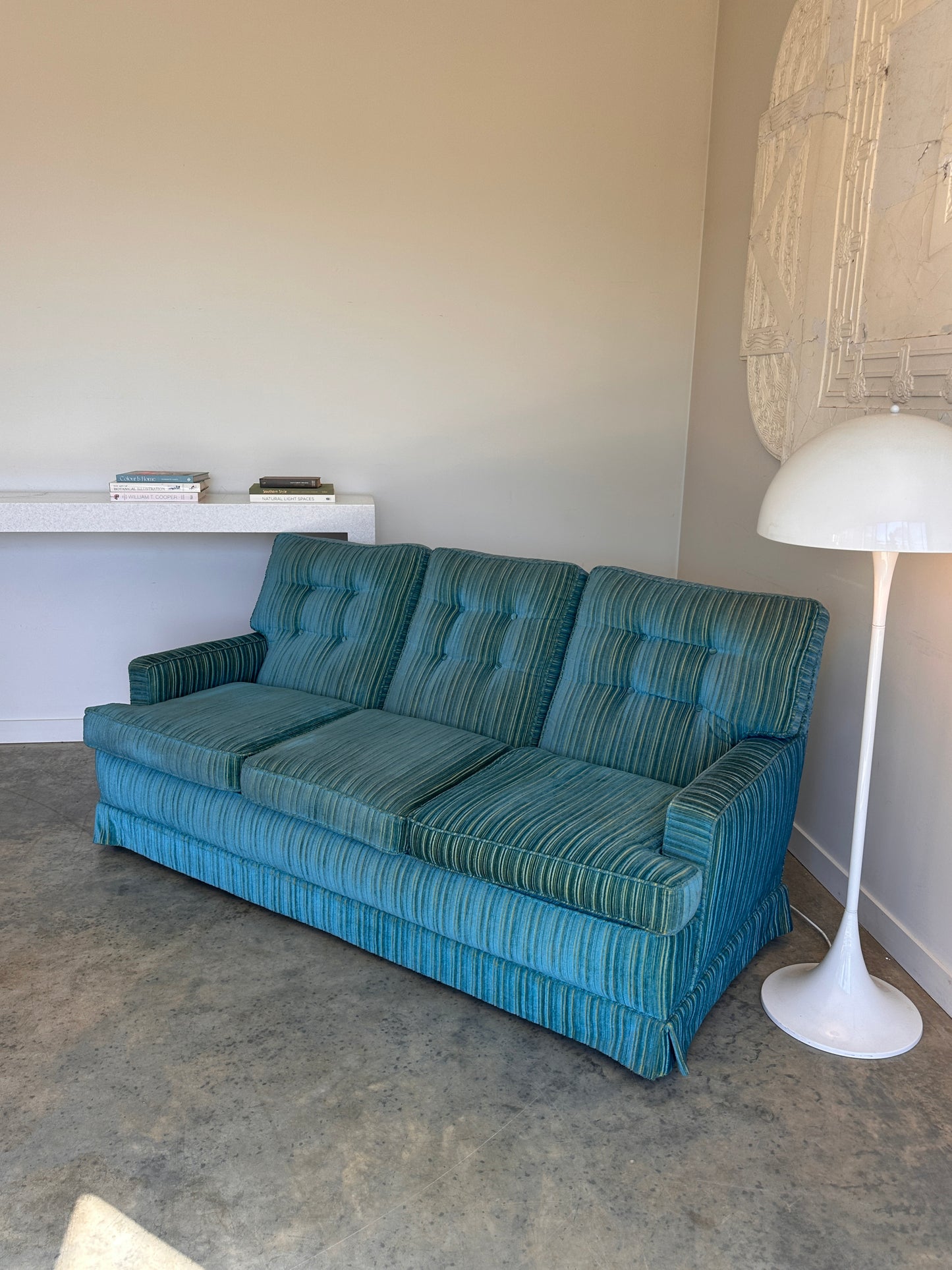 Vintage Blue / Green Striped Midcentury Sofa, 60’s