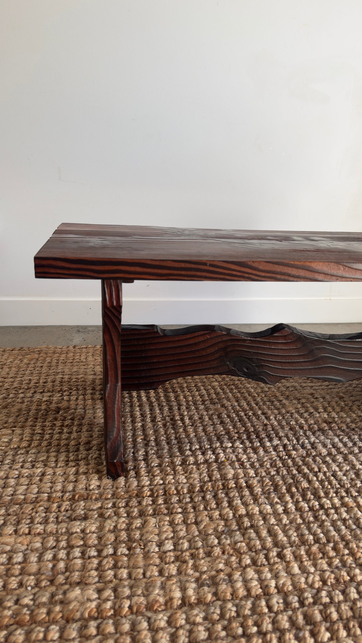 Vintage 1970s Torched wood coffee table