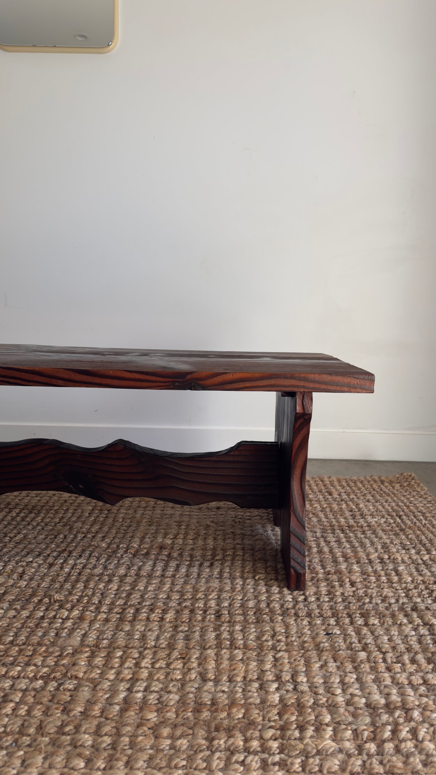 Vintage 1970s Torched wood coffee table