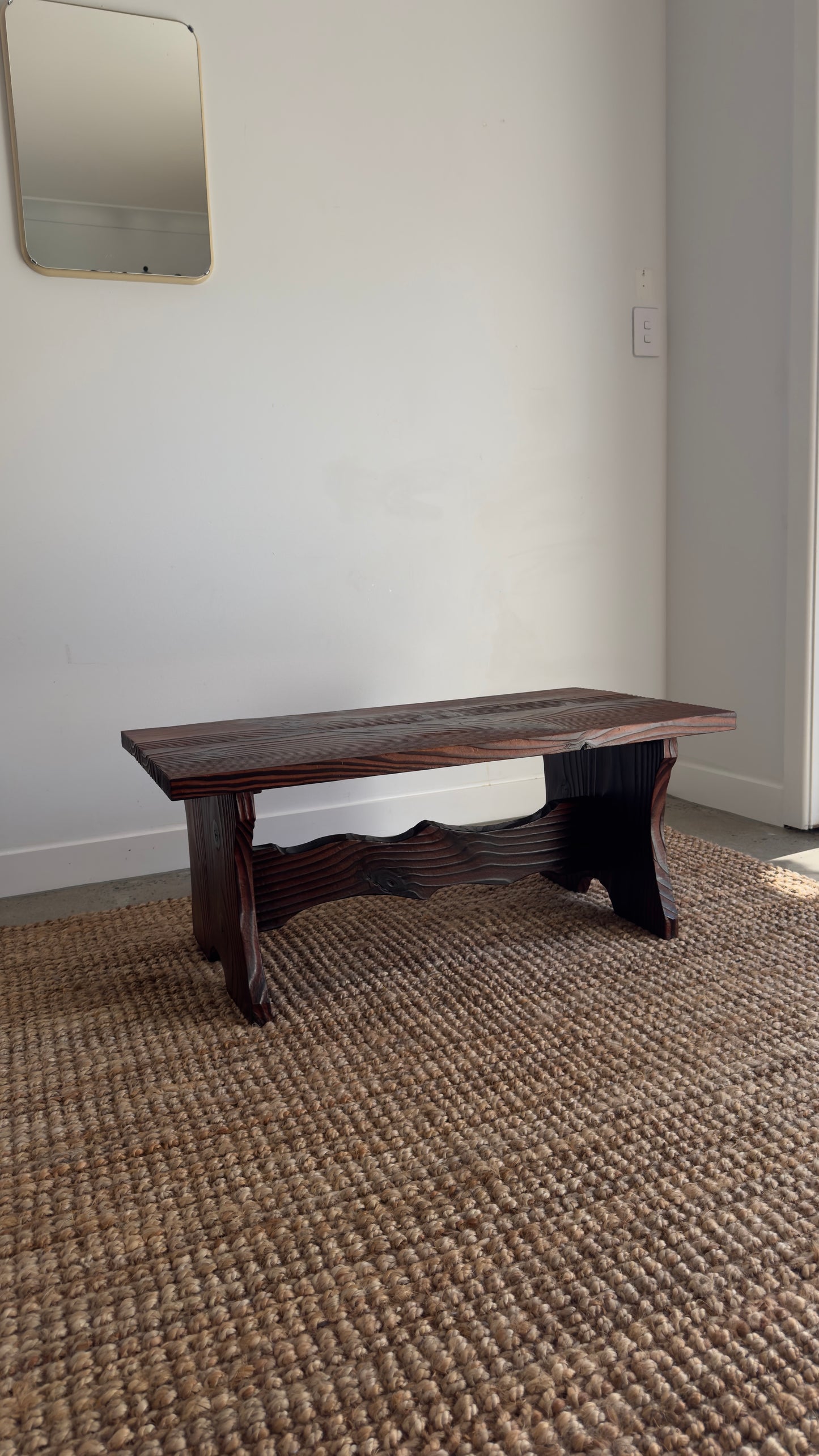 Vintage 1970s Torched wood coffee table