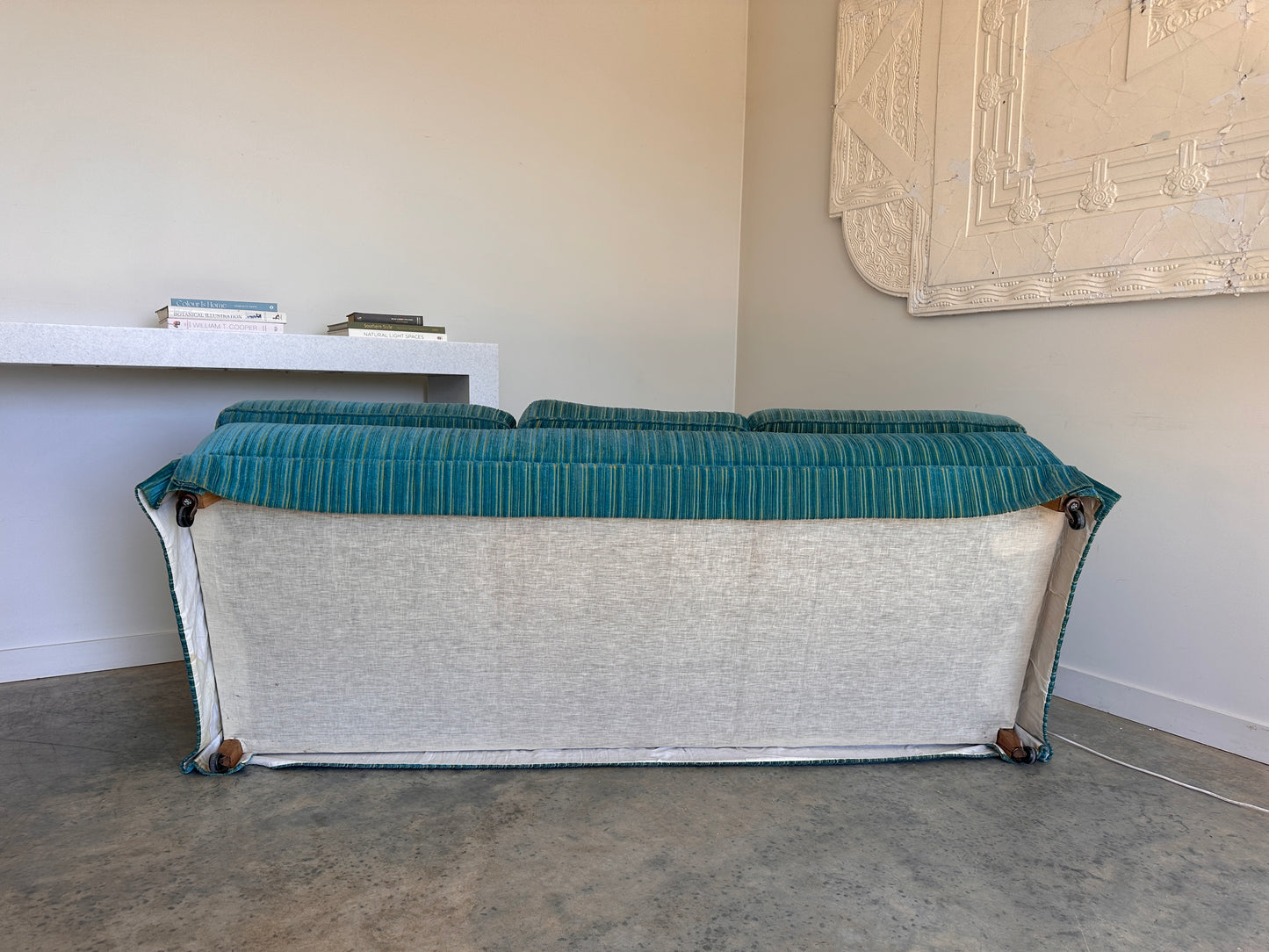Vintage Blue / Green Striped Midcentury Sofa, 60’s