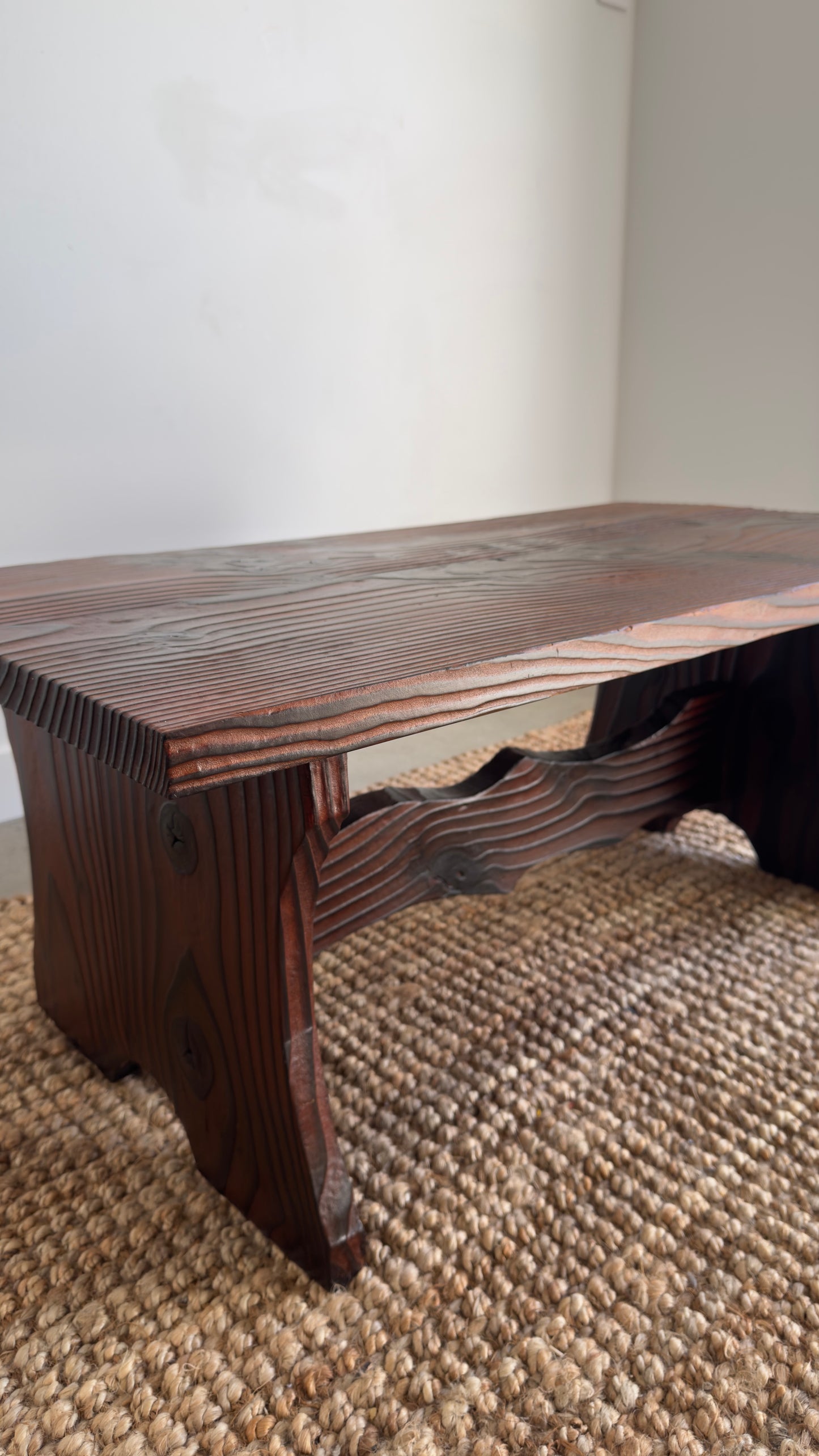 Vintage 1970s Torched wood coffee table