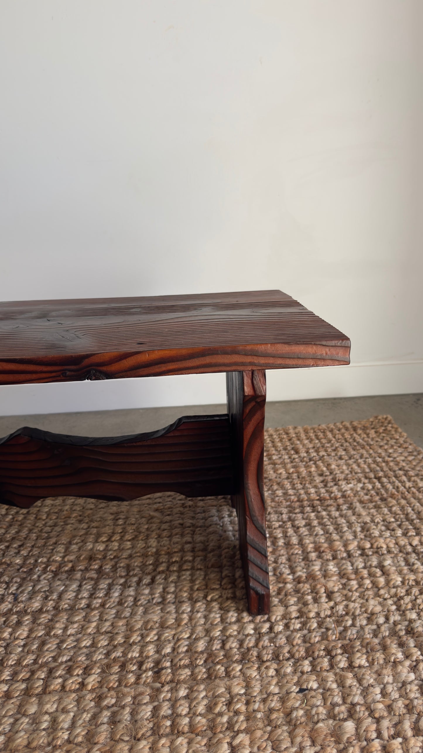 Vintage 1970s Torched wood coffee table