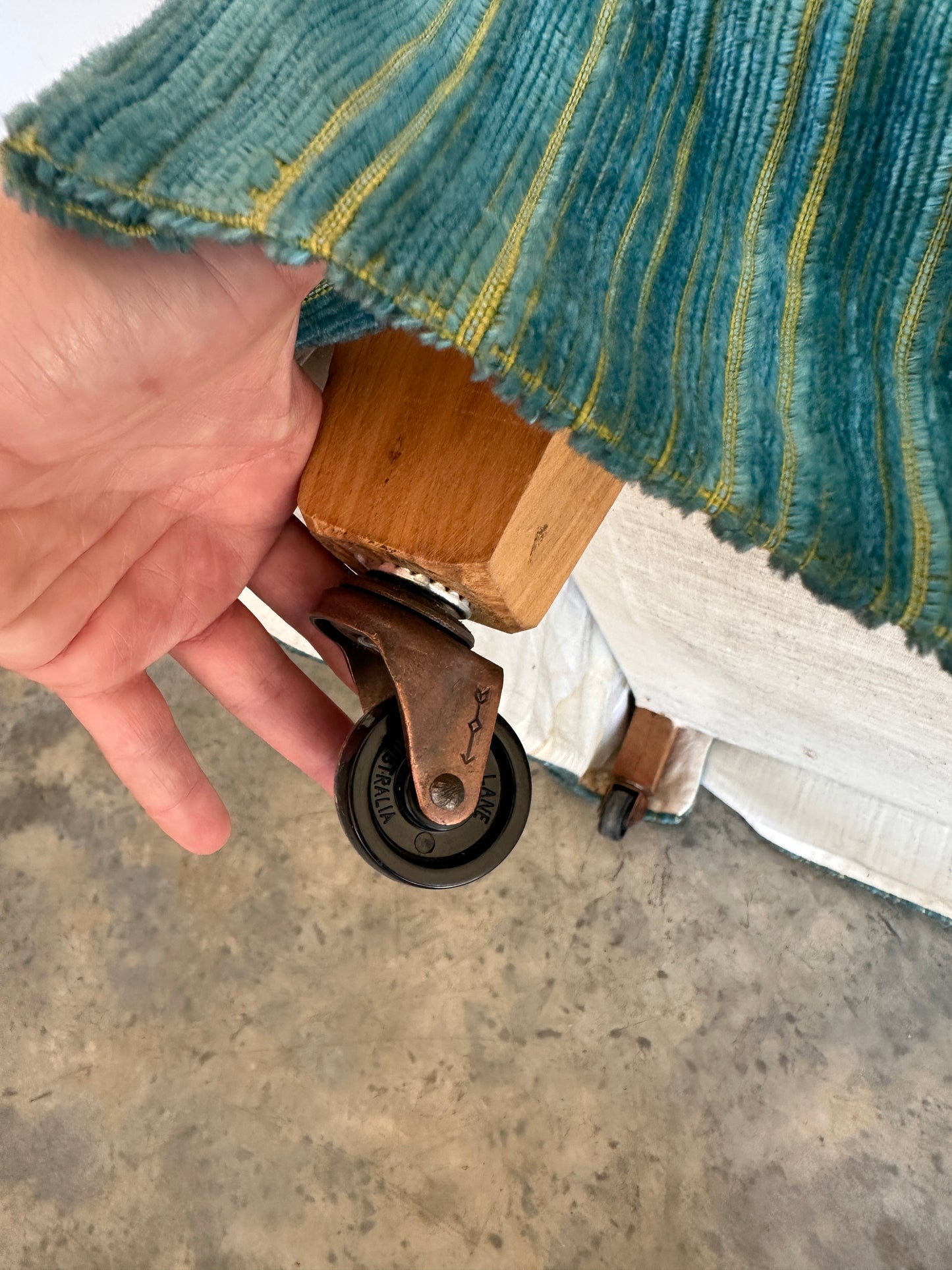 Vintage Blue / Green Striped Midcentury Sofa, 60’s