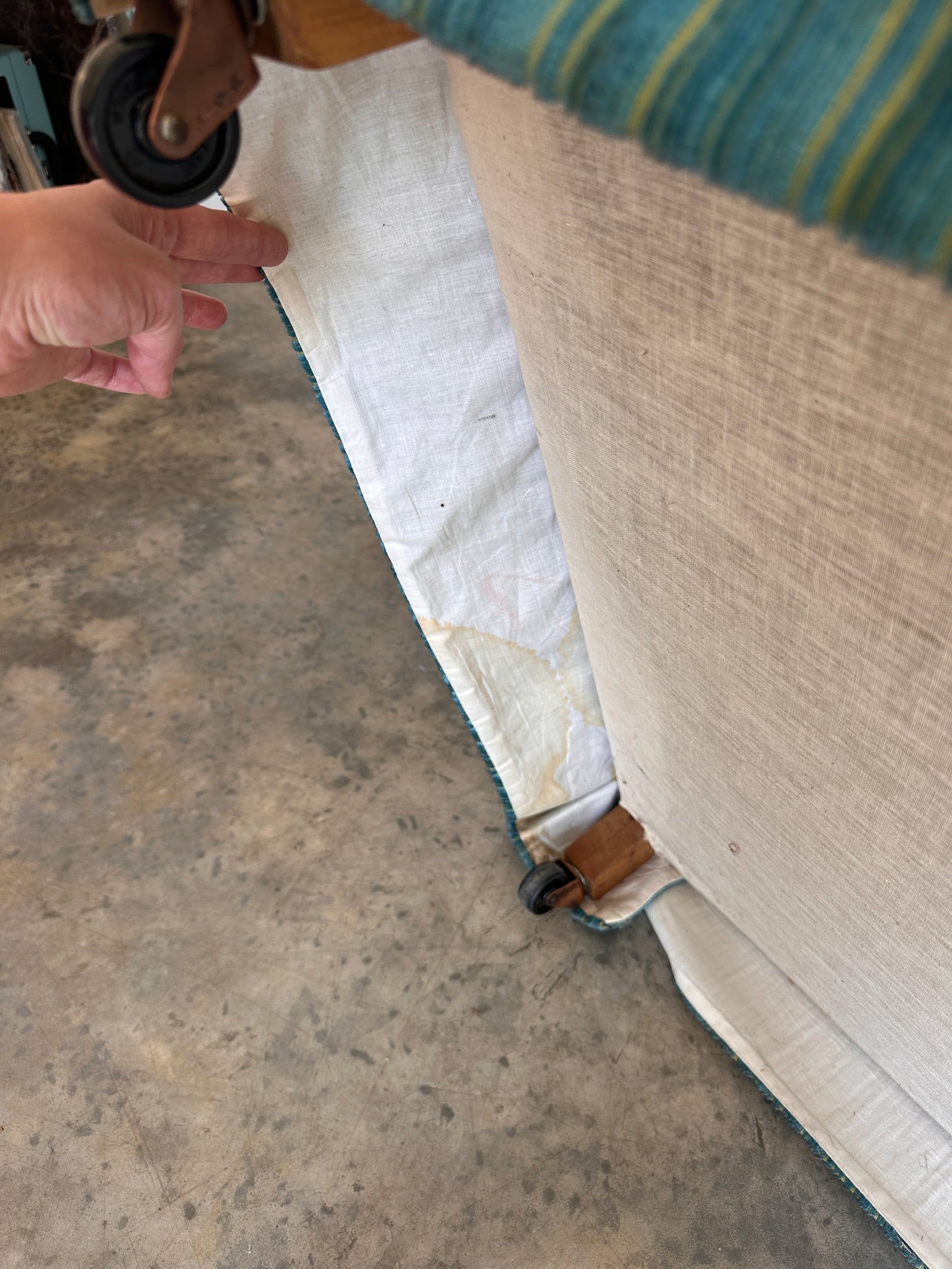 Vintage Blue / Green Striped Midcentury Sofa, 60’s