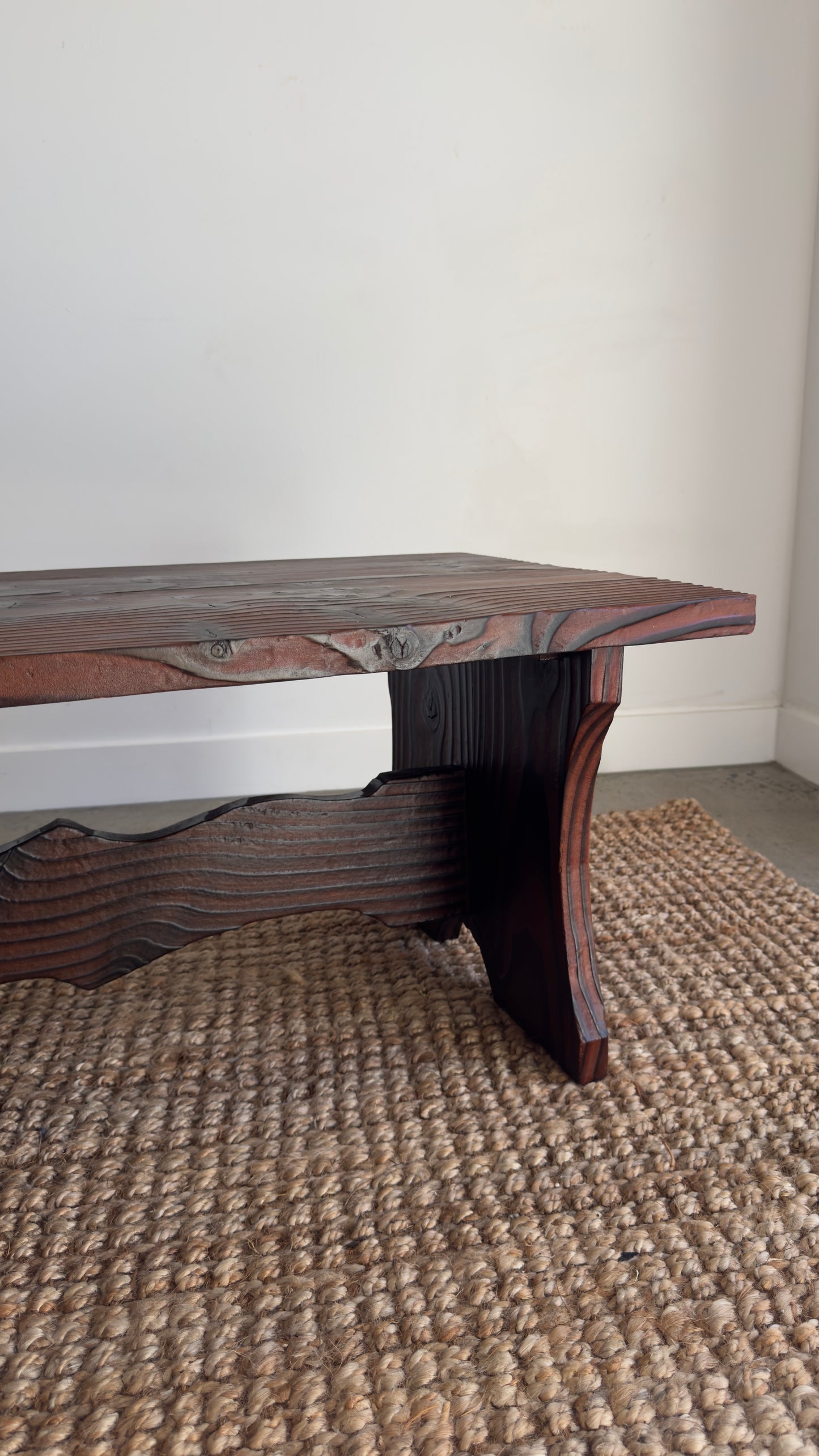Vintage 1970s Torched wood coffee table