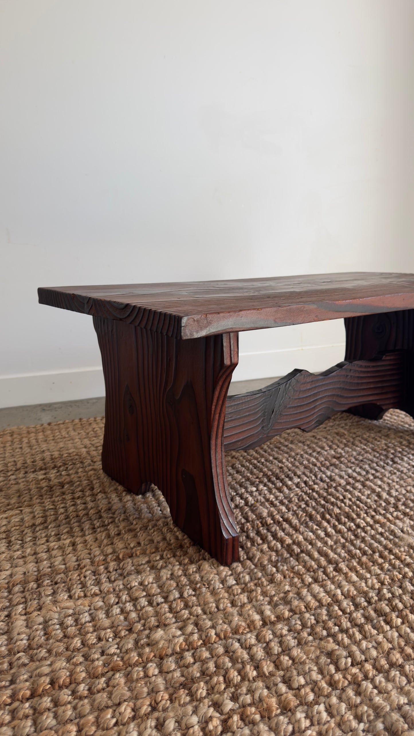 Vintage 1970s Torched wood coffee table